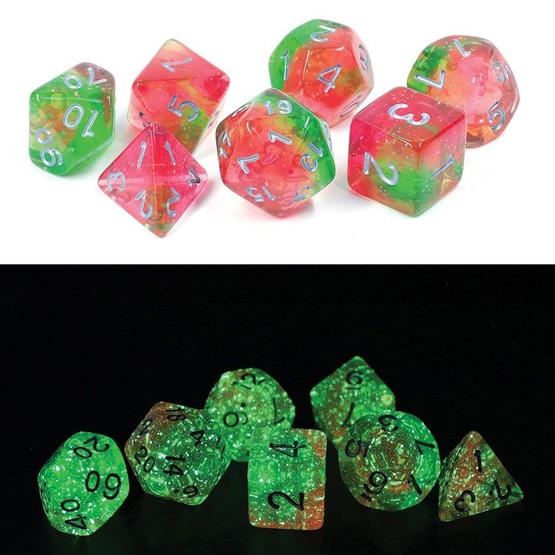 Sirius Dice 7ct Polyhedral Dice Set Lotus Glowworm