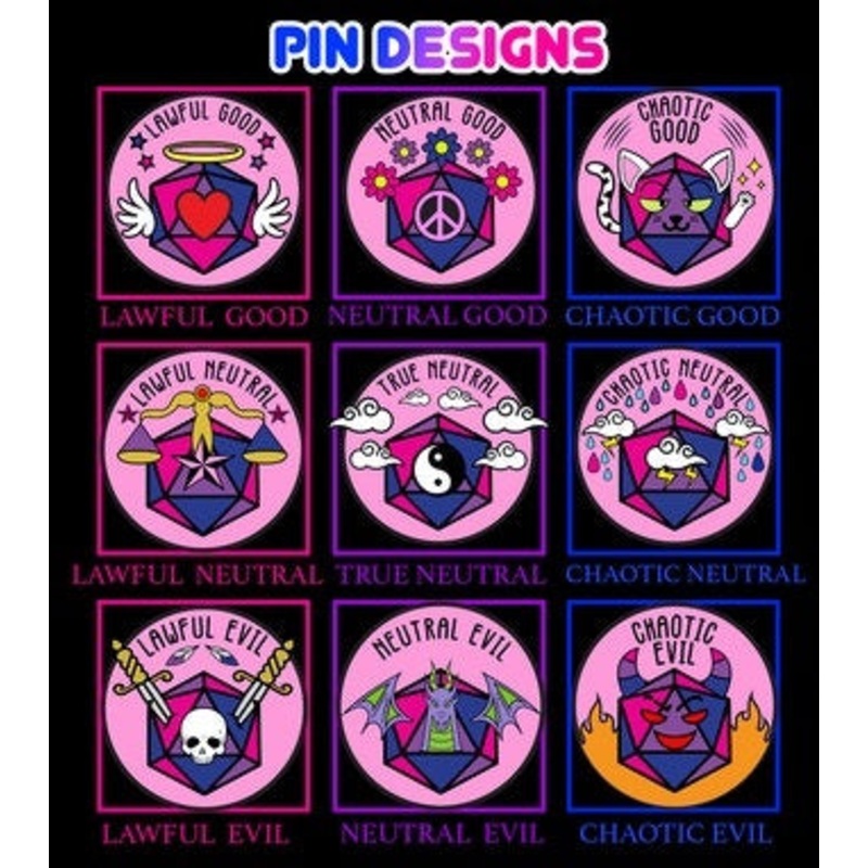 True Neutral Alignment Bisexual Pride Pin