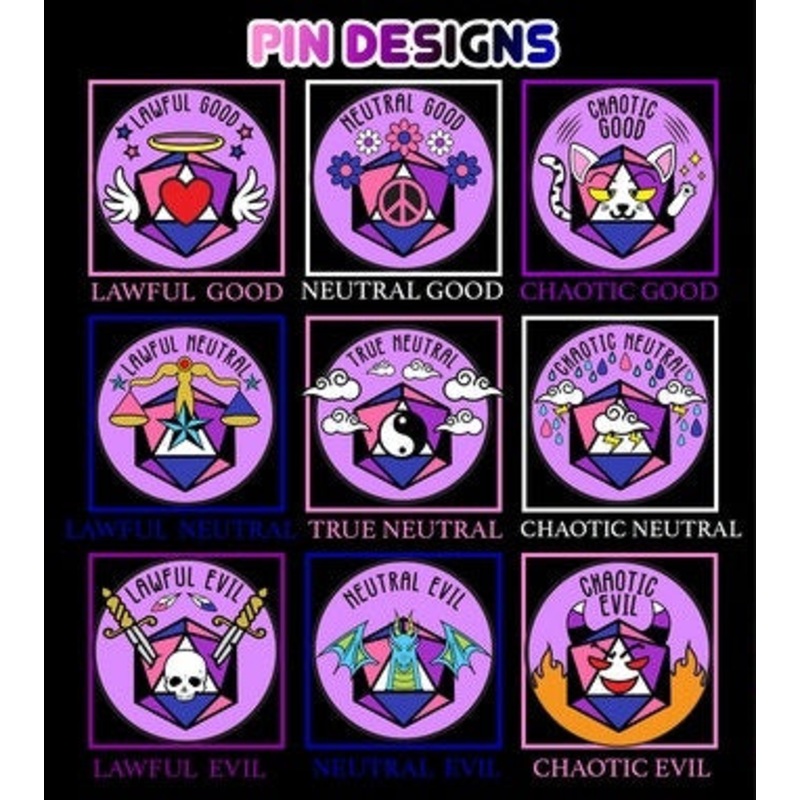 True Neutral Alignment Genderfluid Pride Pin