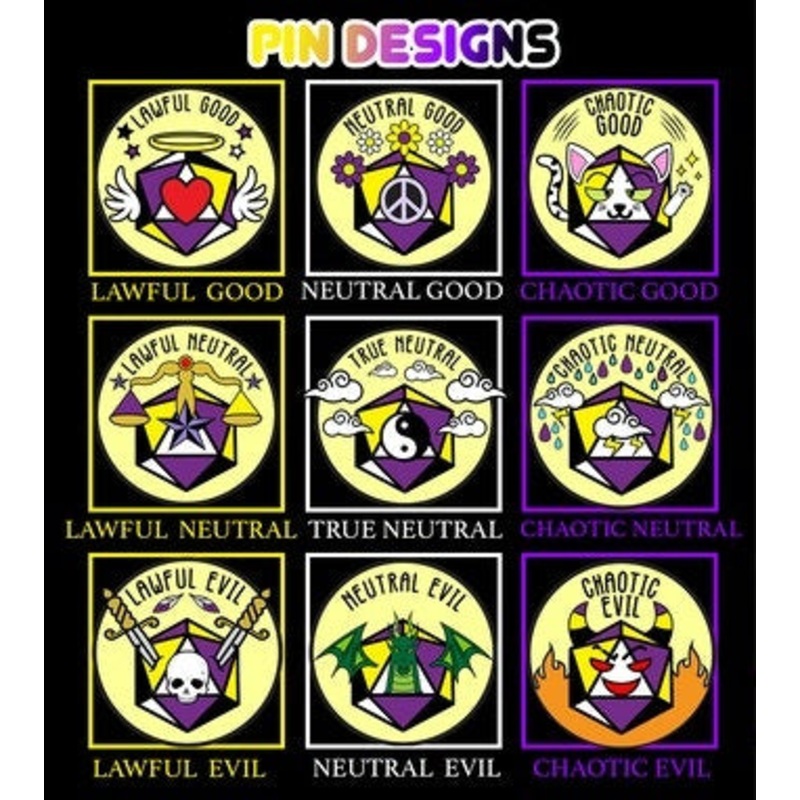 True Neutral Alignment Non-Binary Pride Pin