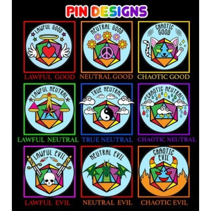 True Neutral Alignment Rainbow Pride Pin