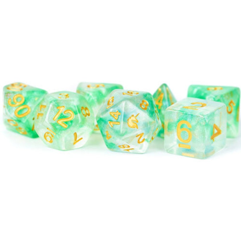 Unicorn: 16mm Resin Poly Dice Set - Icy Everglades