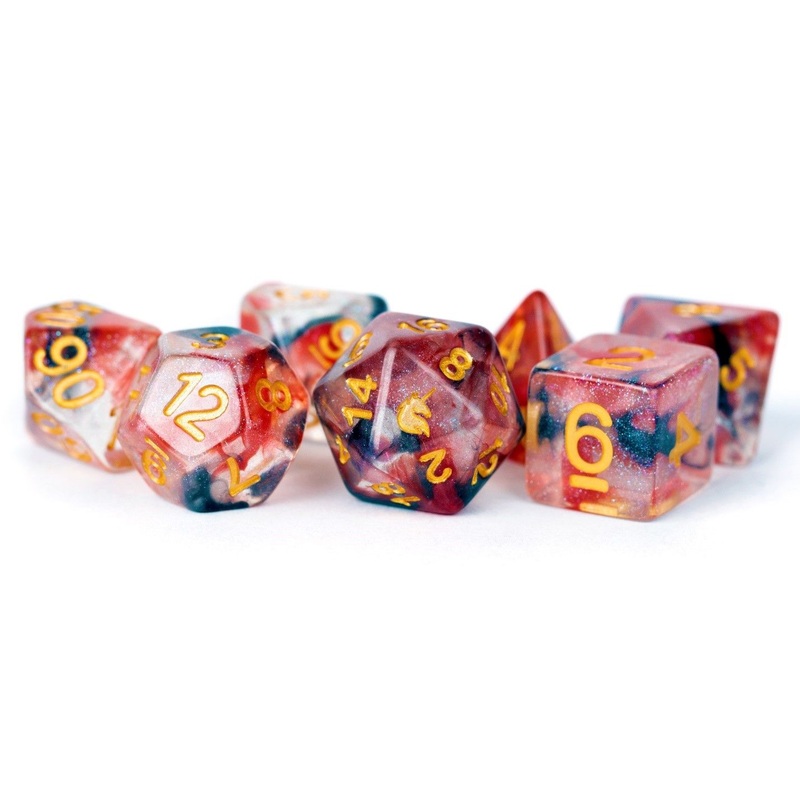 Unicorn: 16mm Resin Poly Dice Set - Phoenix Ash (7)