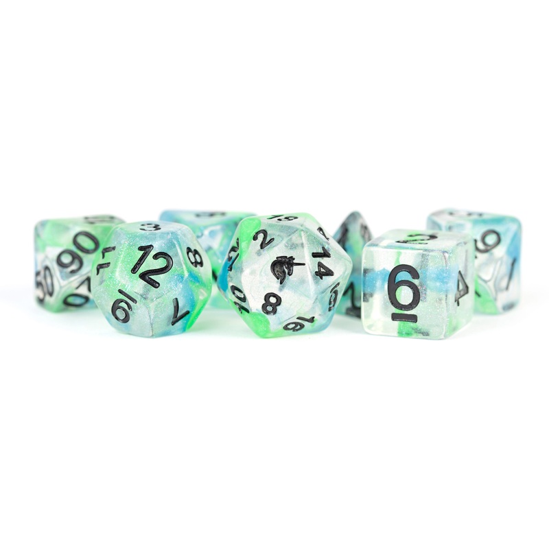 Unicorn: 16mm Resin Poly Dice Set - Sea Kelp (7)