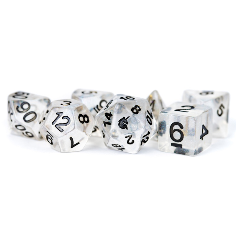 Unicorn: 16mm Resin Poly Dice Set - Unicorn Ice (7)