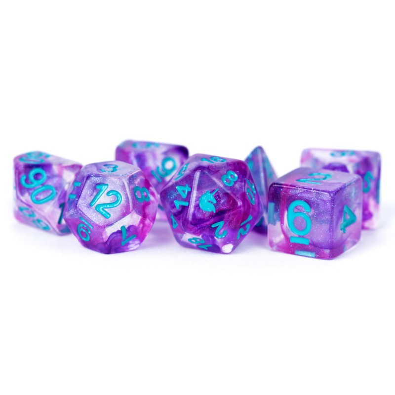 Unicorn: 16mm Resin Poly Dice Set - Violet Infusion (7)