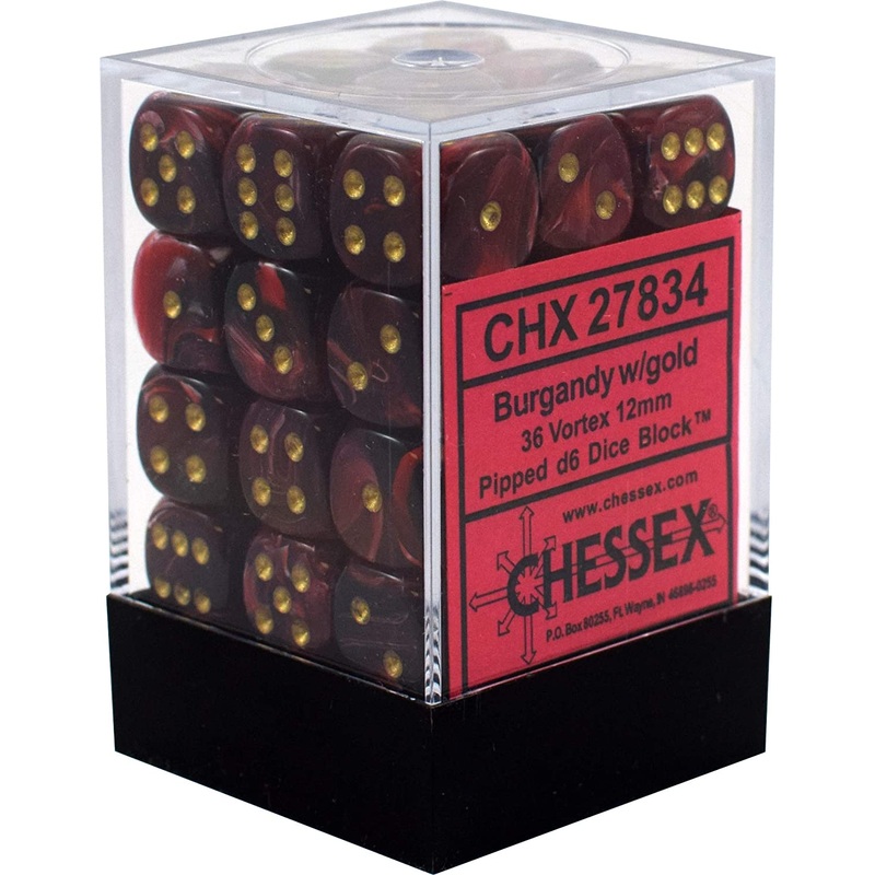 Vortex: 12mm D6 - Burgundy/Gold (36)